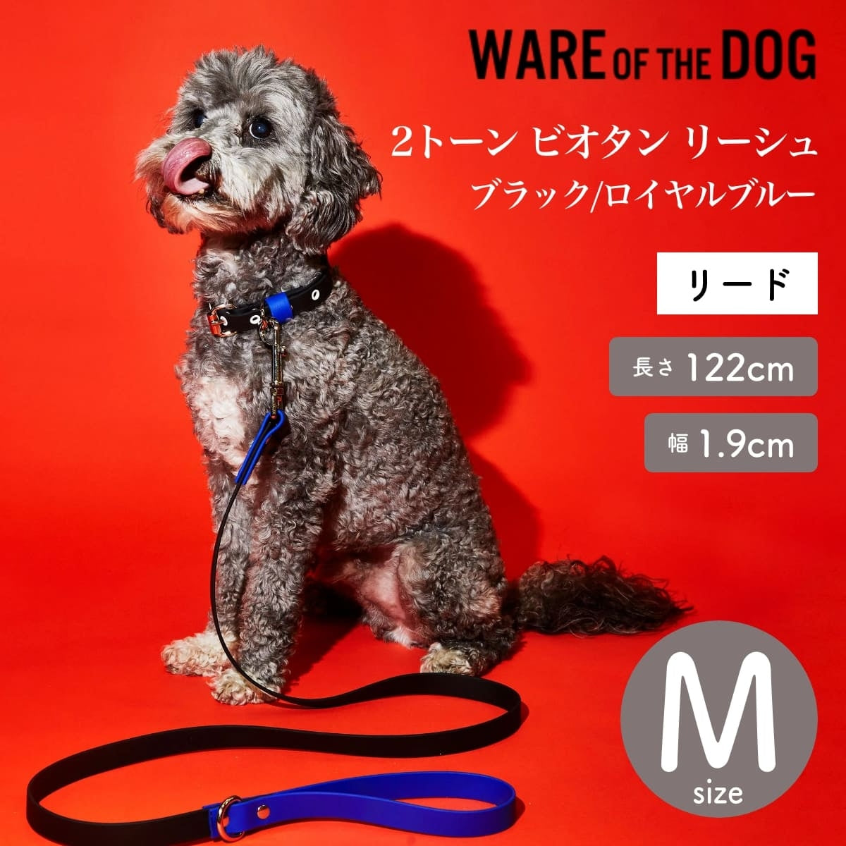 【WARE OF THE DOG ウェアオブザドッグ】2トーン ビオタン リーシュ ブラック/ロイヤルブルー Mサイズ