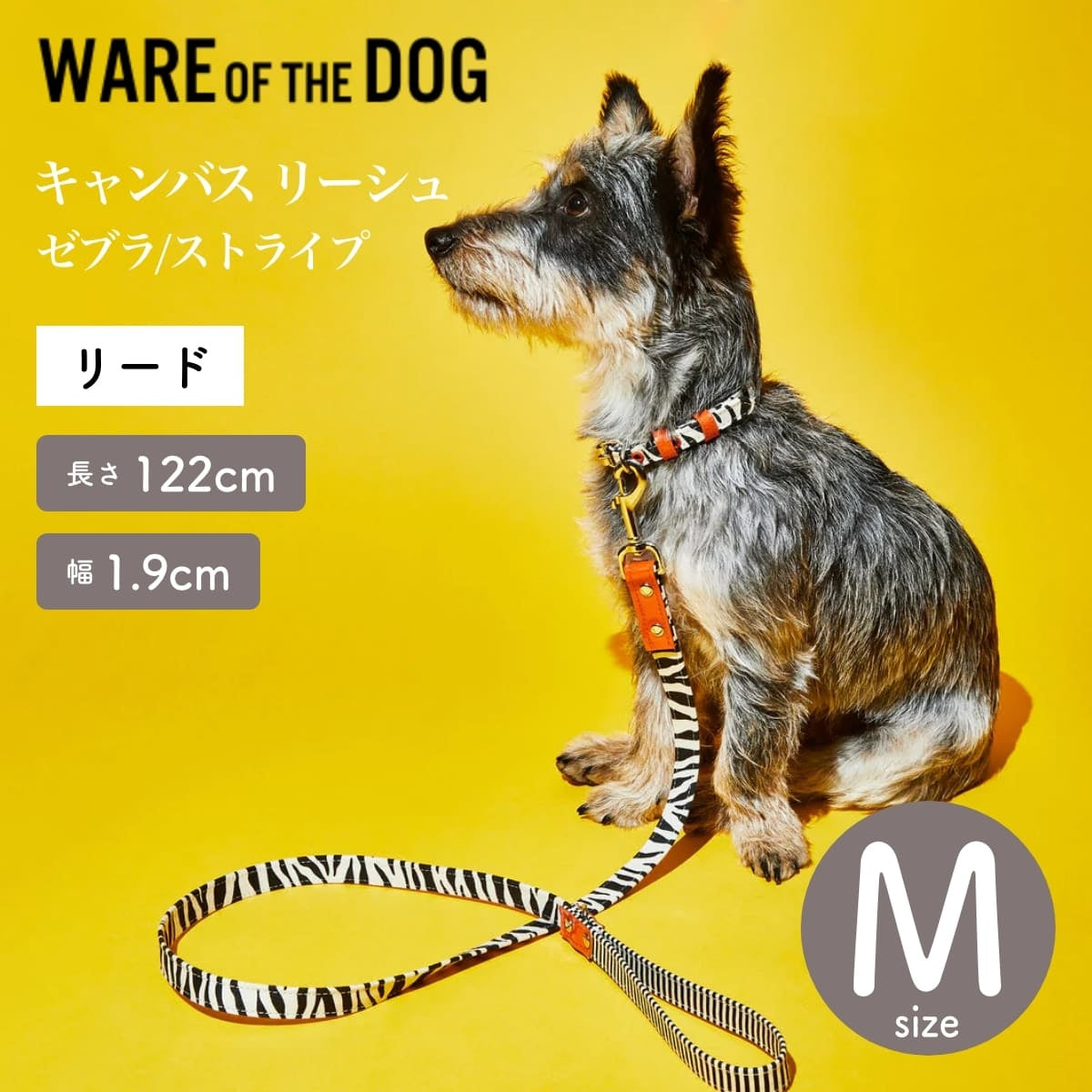 【WARE OF THE DOG ウェアオブザドッグ】キャンバス リーシュ ゼブラ/ストライプ Mサイズ