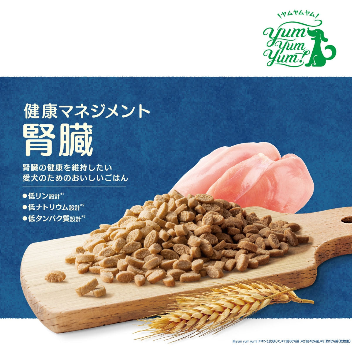 【ヤムヤムヤム! yum yum yum! 】犬用フード 健康マネジメント腎臓 チキン ドライタイプ 超小粒タイプ ちょこっとパック 50g