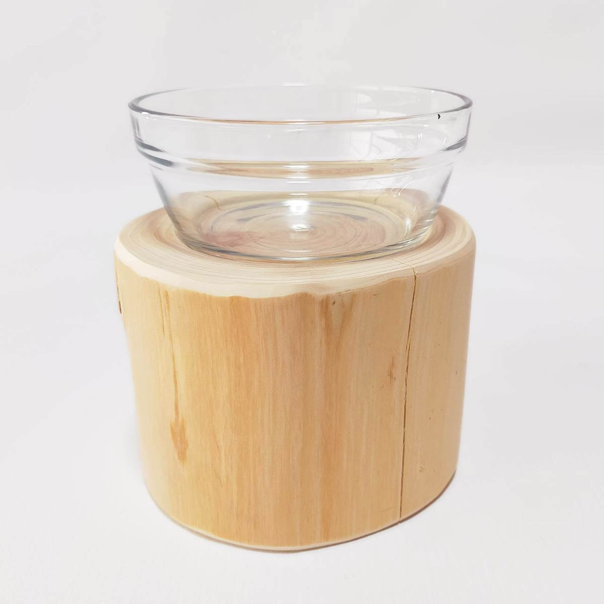【Felesto フェレスト】Log Bowl ヒノキのログボウル 丸太の餌台 ごはんお水兼用 節なし