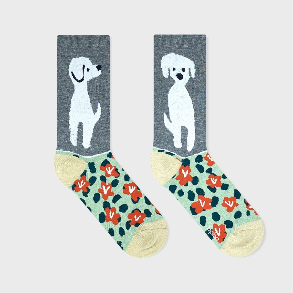 【JIN KITAMURA / 北村人×bpbp】SOCKS DOG IN FLOWER GARDEN 犬とお花畑 ソックス