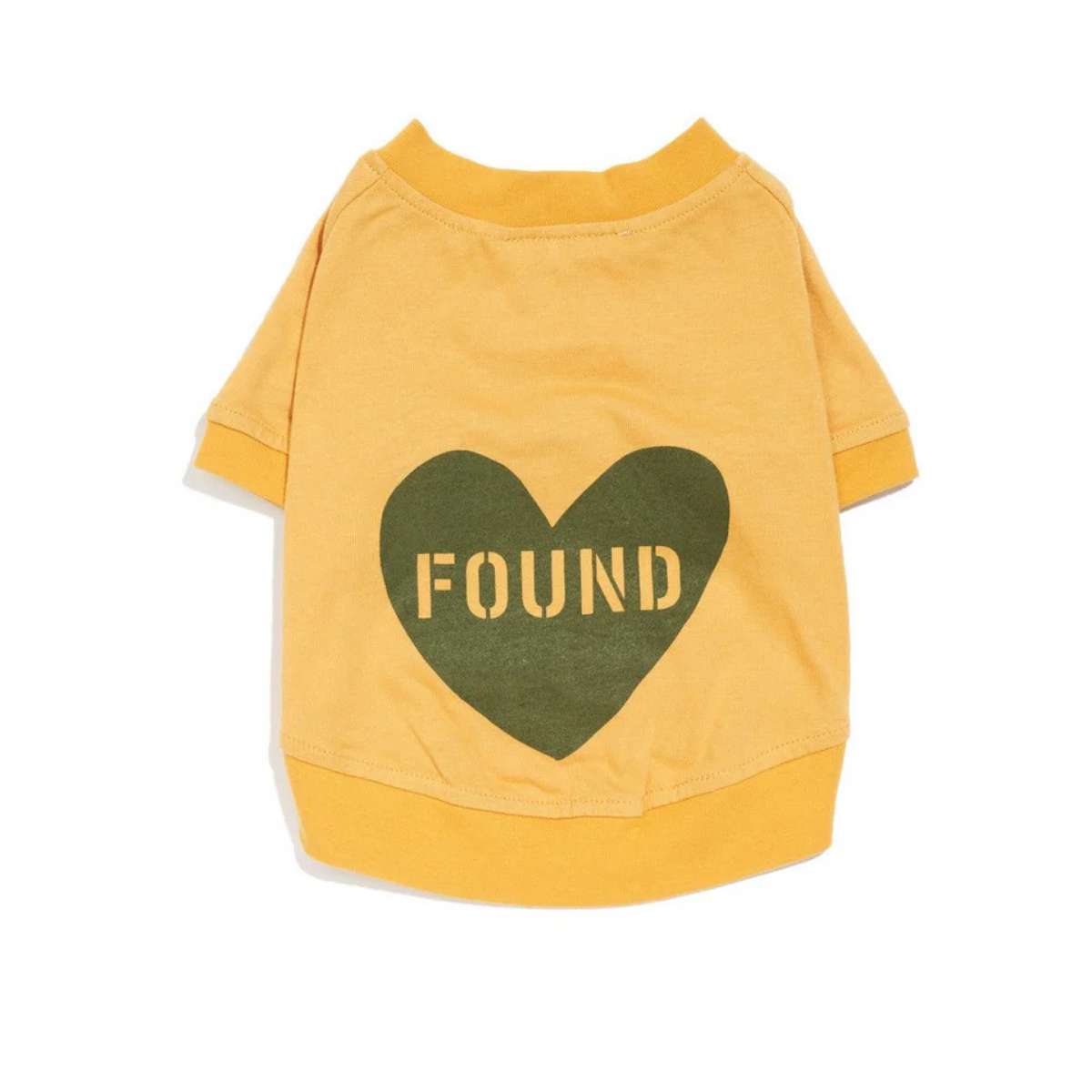 【FOUND MY ANIMAL ファウンドマイアニマル】ビックフルハートTシャツ MUSTARD YELLOW + PINE GREEN マスタードイエロー＋パイングリーン XS XL XXL サイズ