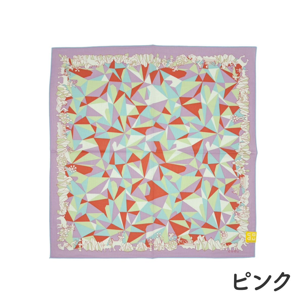 【KODUE HIBINO ひびのこづえ】ハンカチ mizuumi ピンク 大判ハンカチ 48×48cm