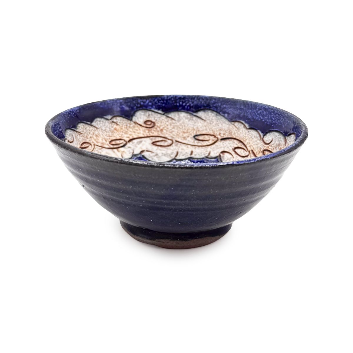 【日高見窯】小鉢（小）ルリ唐草 作家物 鈴木由香