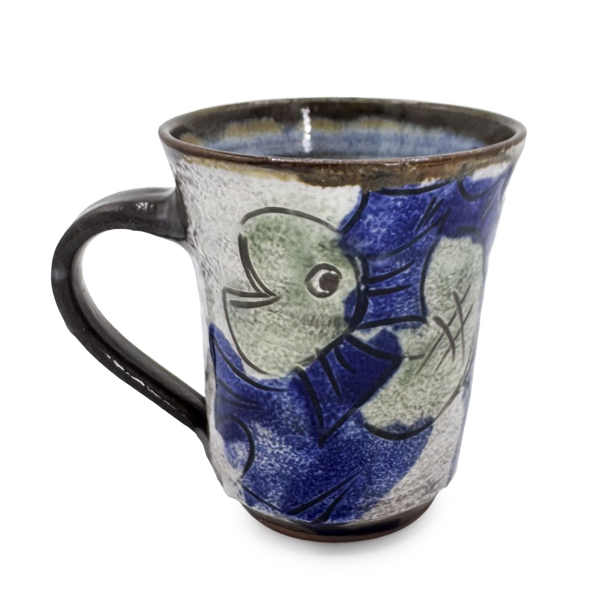 【日高見窯】マグカップ 掻き落とし魚 作家物 鈴木由香