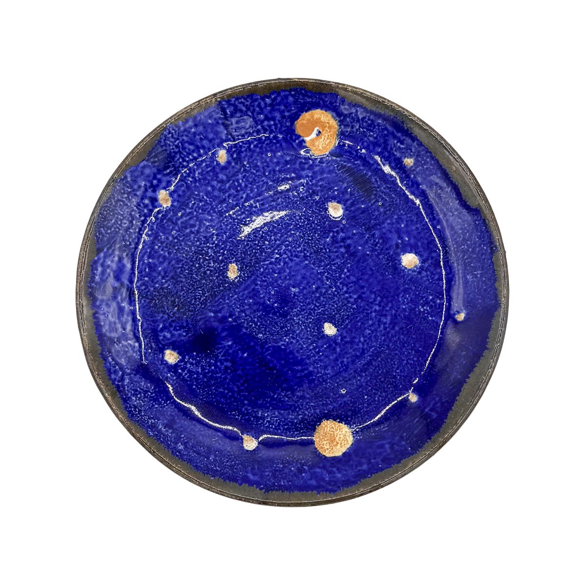 【日高見窯】五寸皿 ルリ釉 作家物 鈴木由香