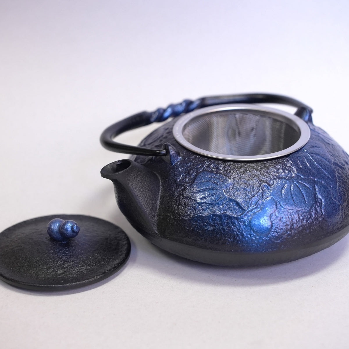 【及富】南部鉄器  鉄瓶兼用急須 ひさご 瑠璃色 0.5L