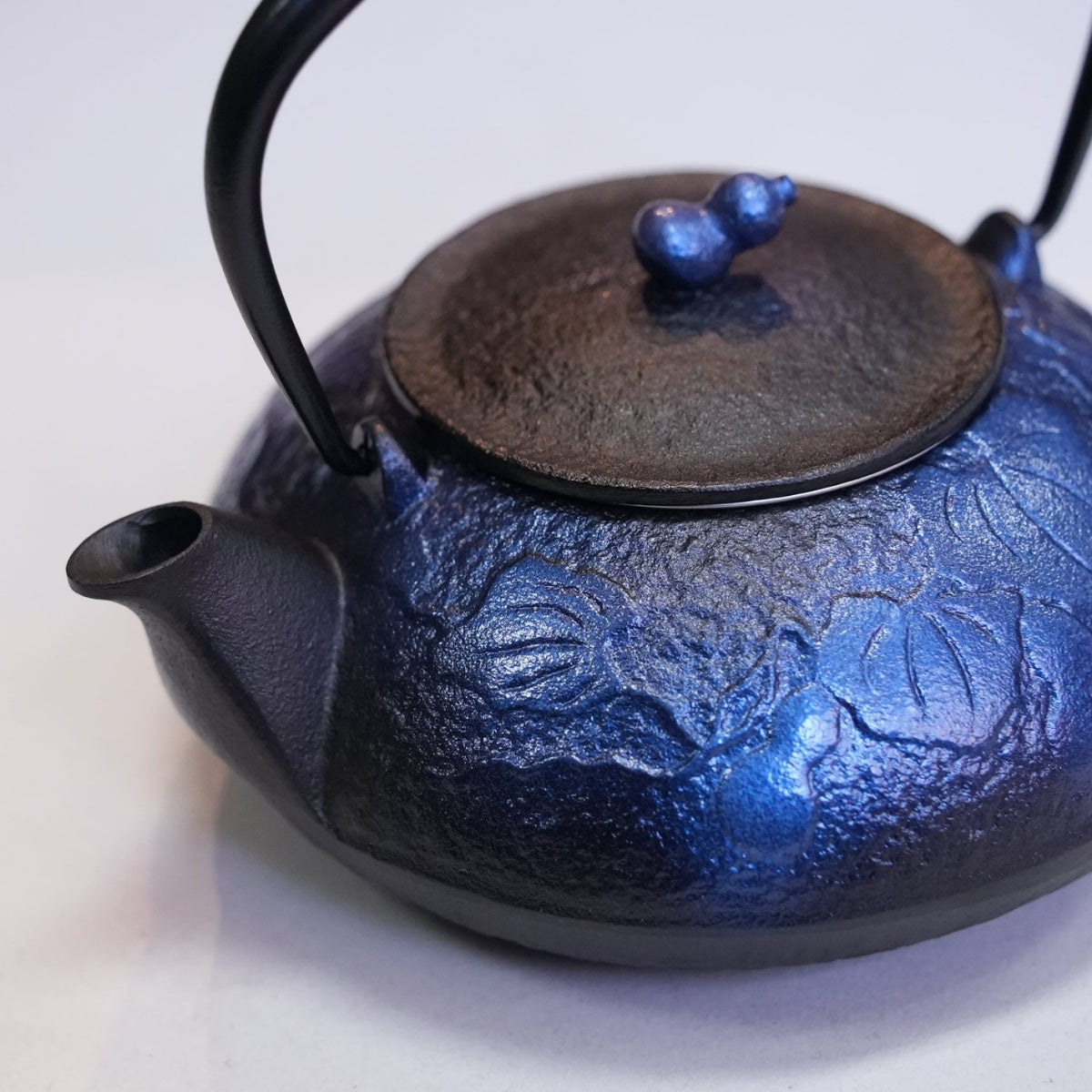 【及富】南部鉄器  鉄瓶兼用急須 ひさご 瑠璃色 0.5L