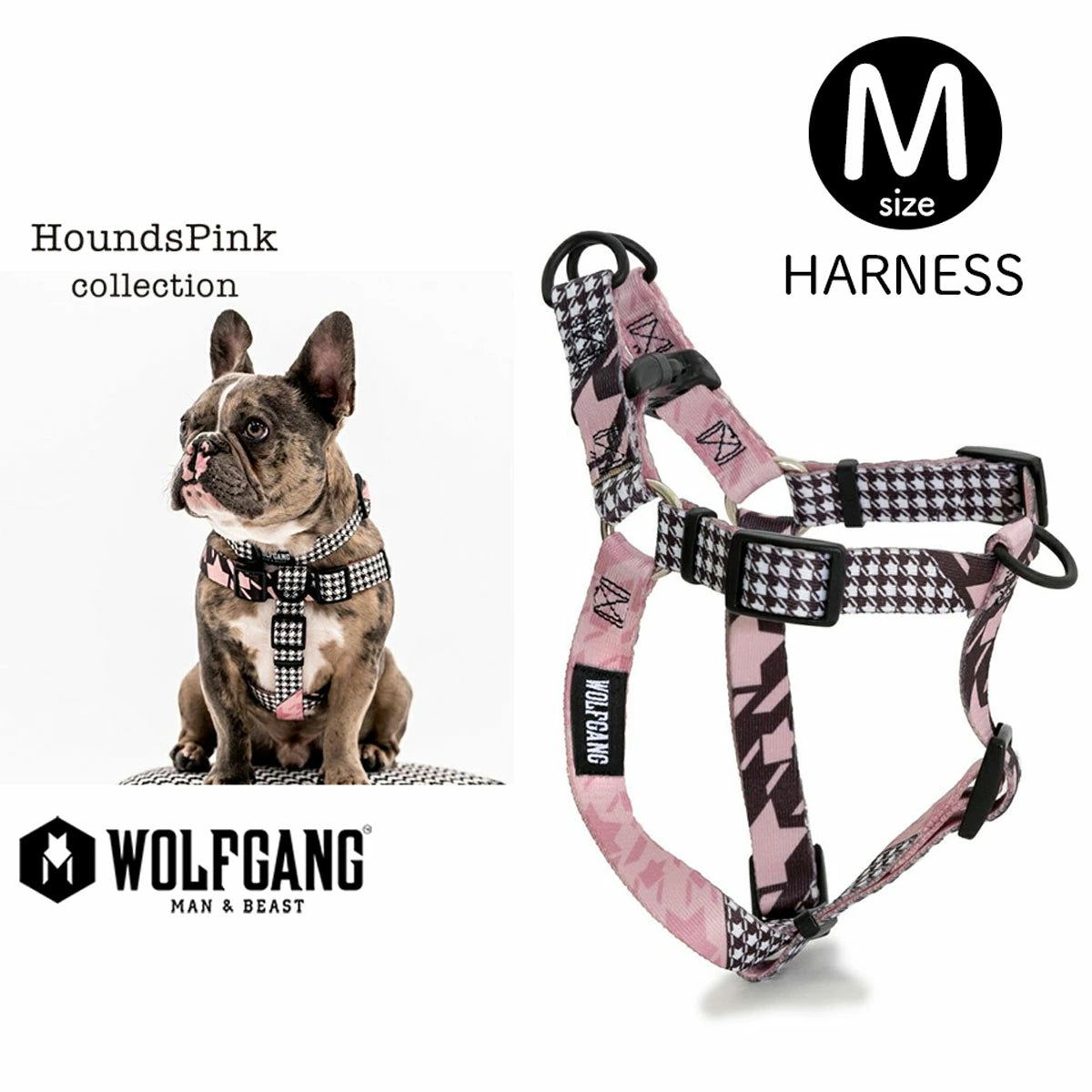 【WOLFGANG MAN & BEAST ウルフギャング マン＆ビースト】ハーネス HoundsPink Mサイズ