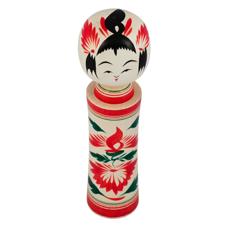 【鳴子系 岡崎靖男】伝統こけし 六寸 約18cm こけしの岡仁