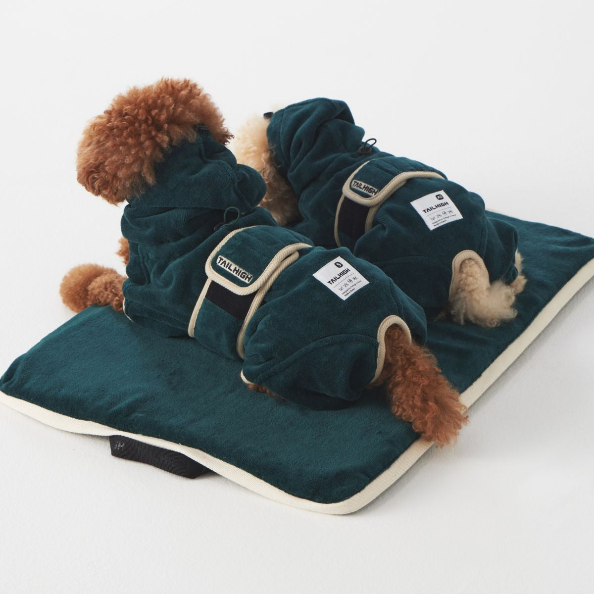 【TAILHIGH テールハイ】ドライローブ Go2 Drying Wearable Towel S,SM,M,ML,Lサイズ フォレストグリーン ドッグウェア 吸水タオル 着るタオル バスタオル 小型犬 中型犬 大型犬