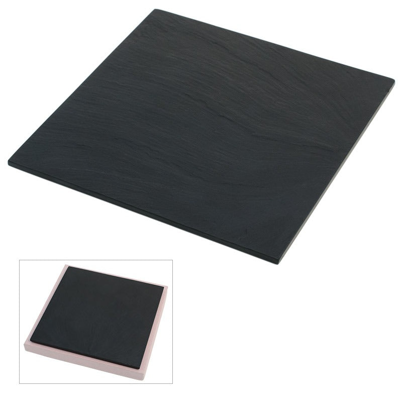 【雄勝硯生産販売協同組合】雄勝皿 黒い玄昌石・角皿15cm