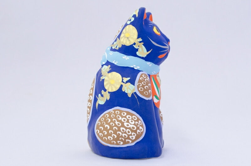 【つつみのおひなっこや】 堤人形 招き紺色の猫（大）