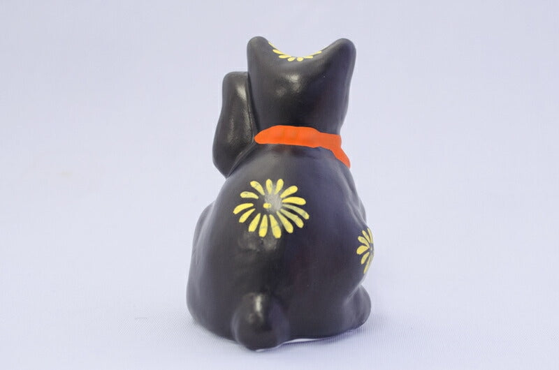 【つつみのおひなっこや】 堤人形 招き黒猫（中）