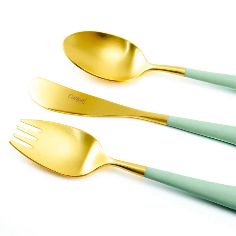 【Cutipol クチポール】Alice フォーク ナイフ スプーン 3本セット セラドン ゴールド