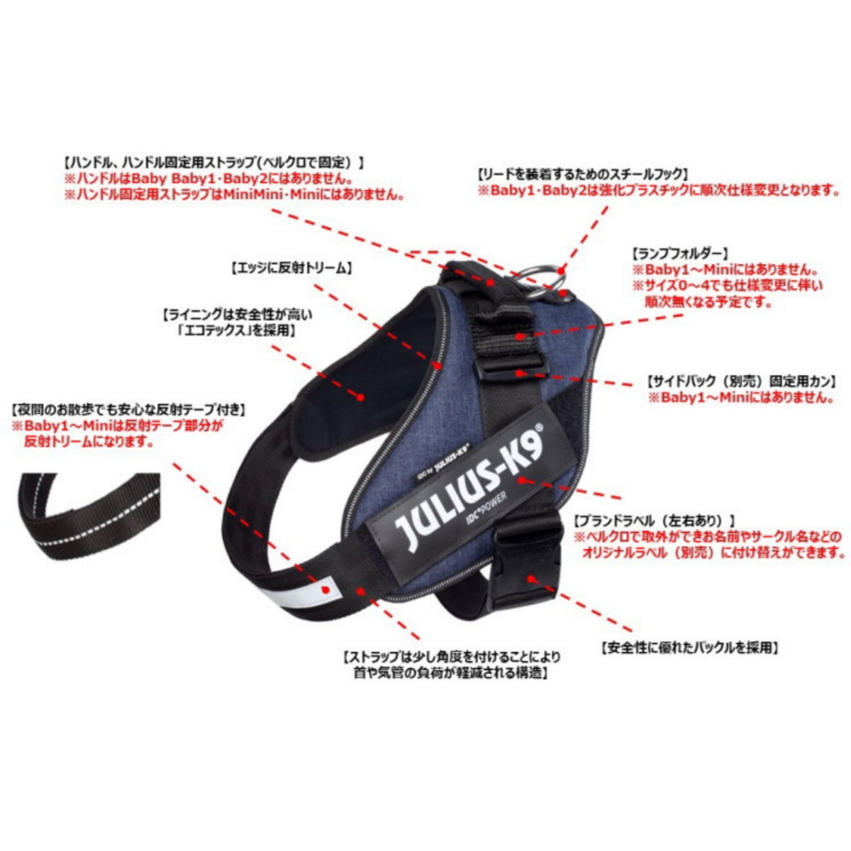 【Julius-K9 ユリウスケーナイン】IDCパワーハーネス IDC®Power harnesses Size0〜Size2