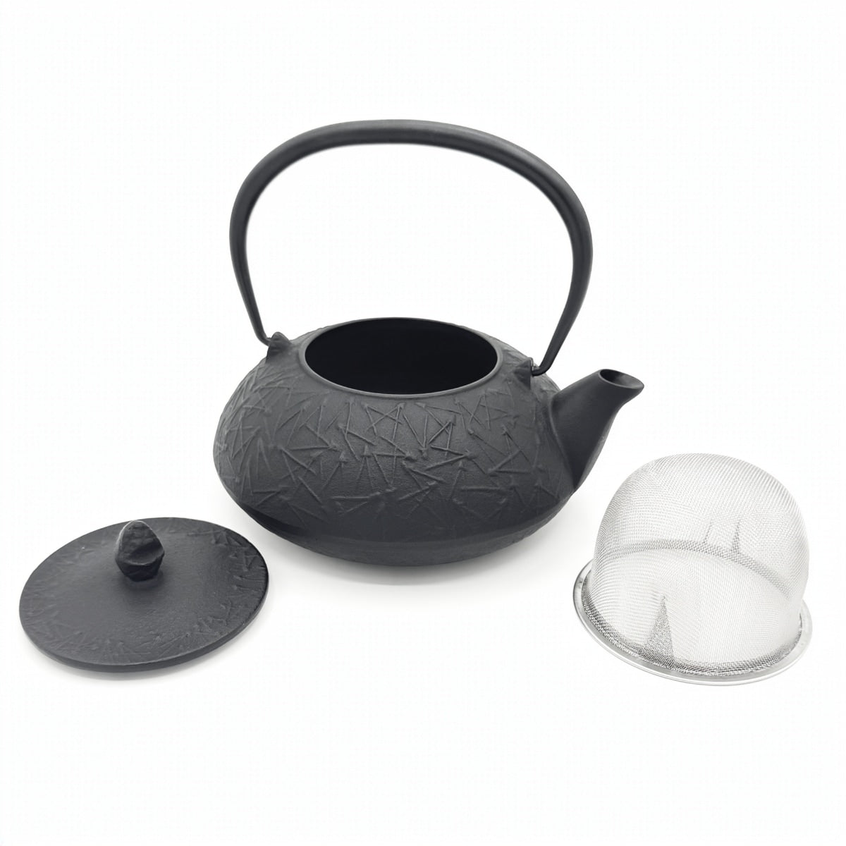 【及富】南部鉄器 及富  鉄瓶兼用急須 松葉 黒寂 茶こし付き 0.5L
