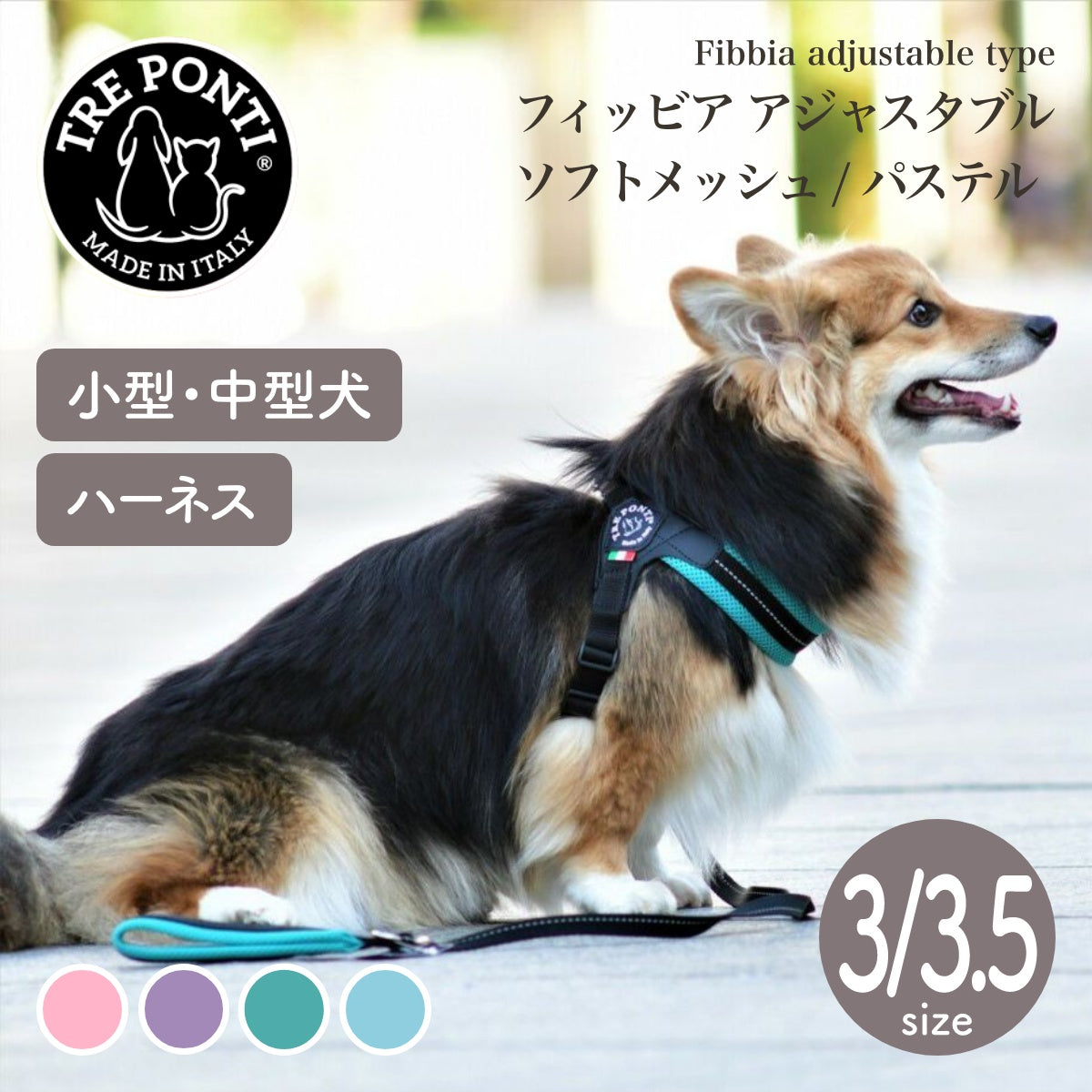【トレポンティ Tre Ponti】フィッビア アジャスタブルタイプ ソフトメッシュ パステル サイズ3 / サイズ3.5