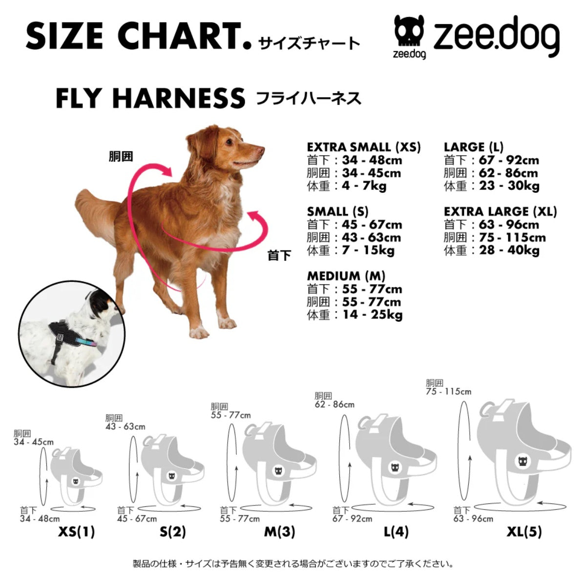 【zee.dog ジードッグ】FLY HARNESS ゴッサム フライハーネス XS S M L XLサイズ